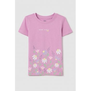 Tricou cu imprimeu si decolteu la baza gatului