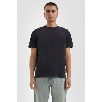 Tricou de bumbac cu decolteu la baza gatului