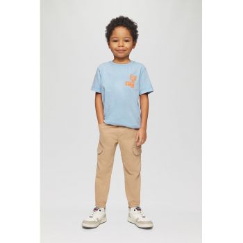 Tricou de bumbac cu decolteu la baza gatului