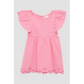 Tricou de bumbac cu decolteu la baza gatului