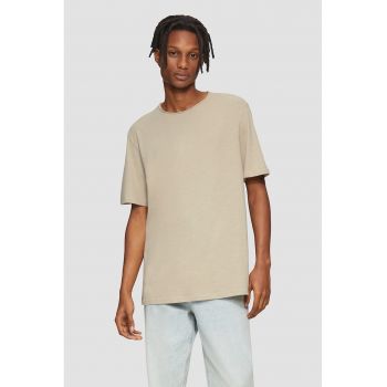 Tricou de bumbac cu decolteu la baza gatului