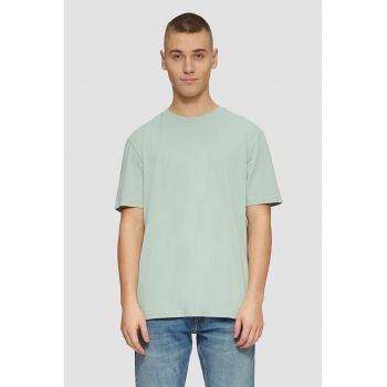 Tricou de bumbac cu decolteu la baza gatului
