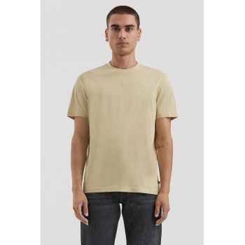 Tricou de bumbac cu decolteu la baza gatului