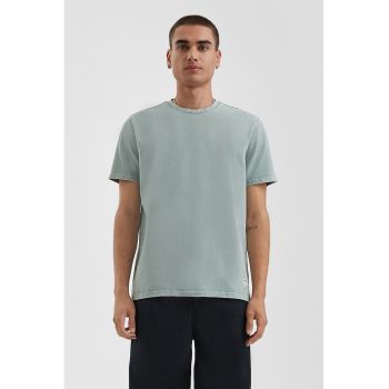 Tricou de bumbac cu decolteu la baza gatului