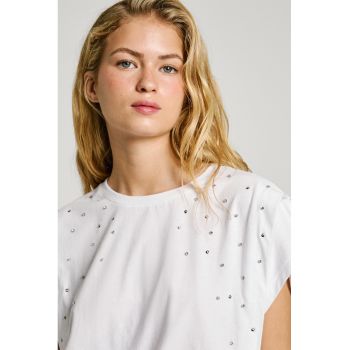 Tricou de bumbac cu strasuri