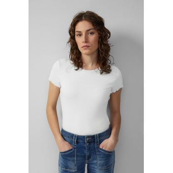 Tricou din amestec de bumbac cu decolteu la baza gatului