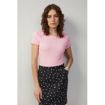 Tricou din amestec de bumbac cu decolteu la baza gatului