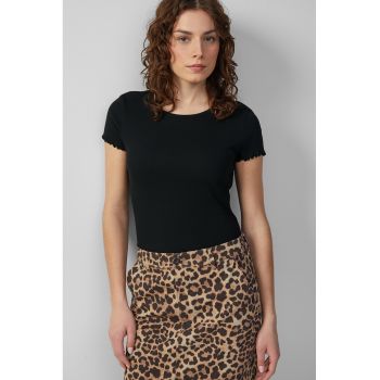 Tricou din amestec de bumbac cu decolteu la baza gatului