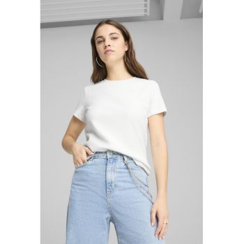Tricou din amestec de bumbac cu decolteu la baza gatului