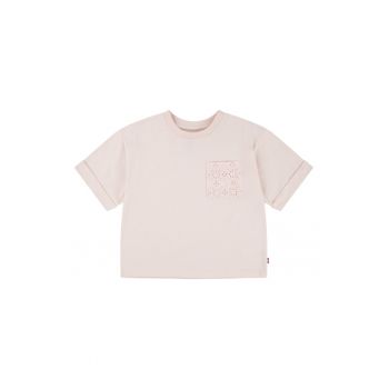 Tricou din amestec de bumbac cu maneci pliabile