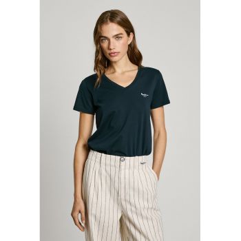 Tricou din bumbac cu decolteu in V