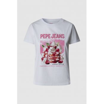 Tricou din bumbac cu strasuri