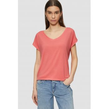 Tricou lejer cu decolteu in V - din amestec de modal