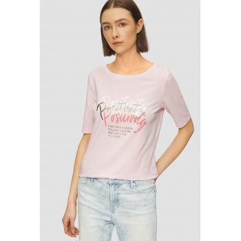 Tricou regular fit cu decolteu la baza gatului