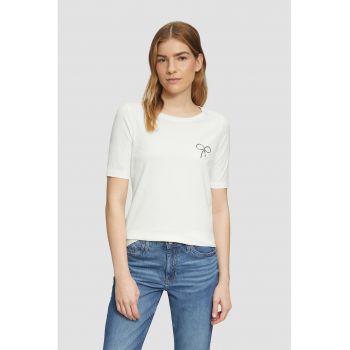 Tricou regular fit cu decolteu la baza gatului