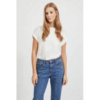 Tricou uni cu aspect satinat