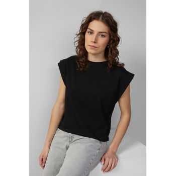 Tricou uni cu decolteu la baza gatului