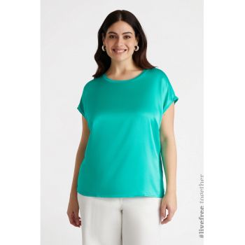 Tricou uni cu decolteu rotund