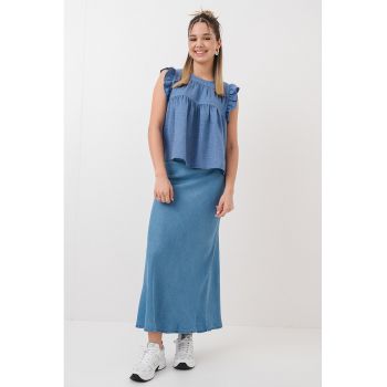 Bluza cu maneci scurte si volane