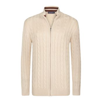 Cardigan cu model torsade si fermoar