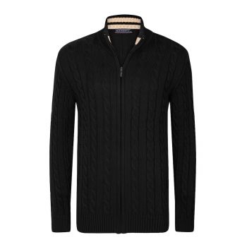 Cardigan cu model torsade si fermoar