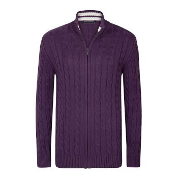 Cardigan cu model torsade si fermoar
