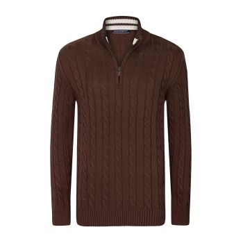 Cardigan cu model torsade si fermoar