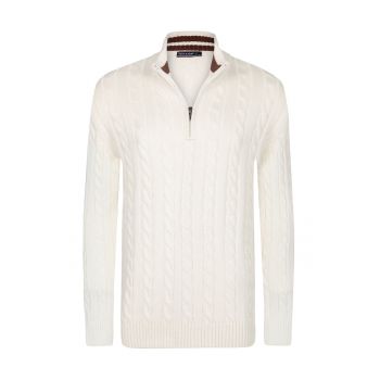 Cardigan cu model torsade si fermoar