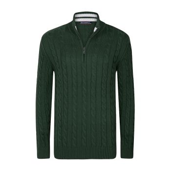 Cardigan cu model torsade si fermoar