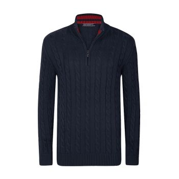 Cardigan cu model torsade si fermoar