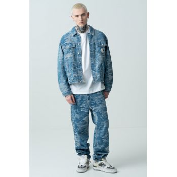 Jacheta din denim cu aspect decolorat de firma originala