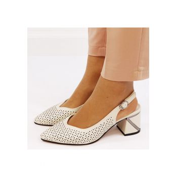 Pantofi crem perforati din piele naturala BY6885-3 01 16873