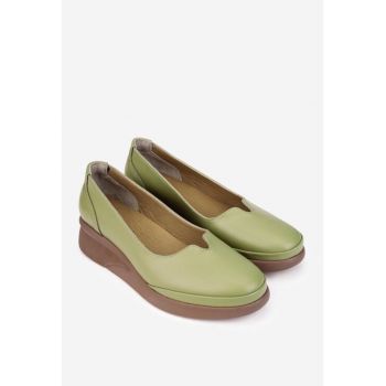 Pantofi dama din piele naturala verde