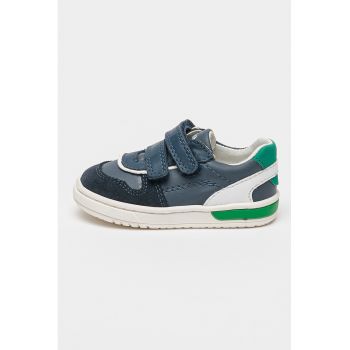 Pantofi sport de piele cu velcro si garnituri sintetice