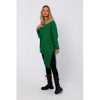 Pulover asimetric -  Lana - Supradimensionat - Verde smarald - ieftin