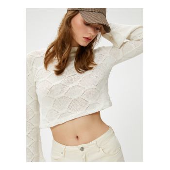 Pulover crop texturat