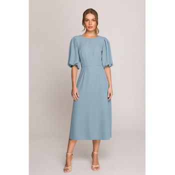 Rochie cu maneci bufante -  Albastru -