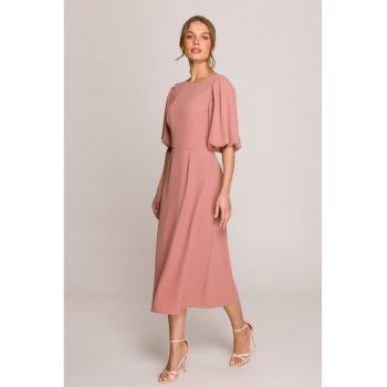 Rochie cu maneci bufante -  Rosu -