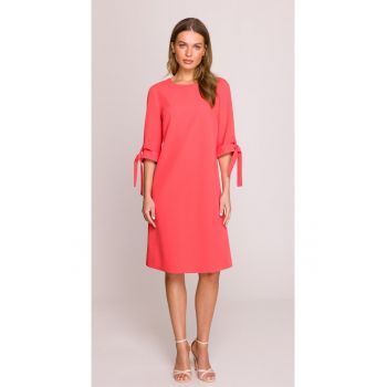 Rochie cu maneci legate -  Roz -