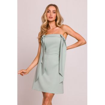 Rochie tip corset cu fundite -  Verde menta - ieftina la reducere