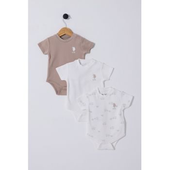 Set de body-uri de bumbac cu logo - 3 piese