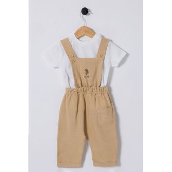Set de salopeta de bumbac si tricou uni