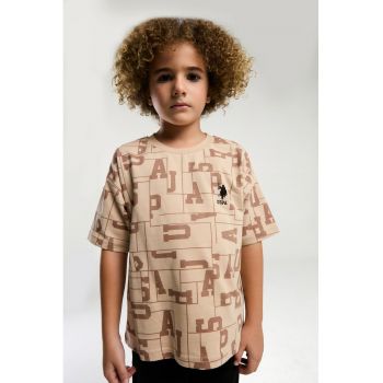 Set de tricou cu imprimeu logo si pantaloni scurti