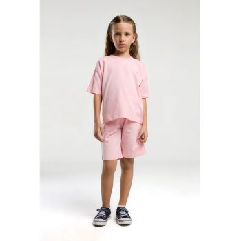 Set de tricou de bumbac cu logo si pantaloni scurti - 2 piese