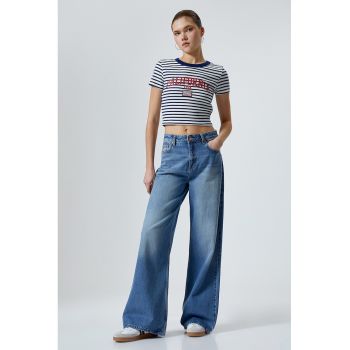Tricou crop cu dungi