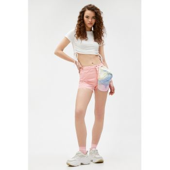 Tricou crop cu snururi