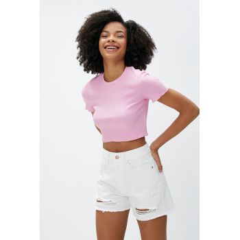 Tricou crop cu striatii