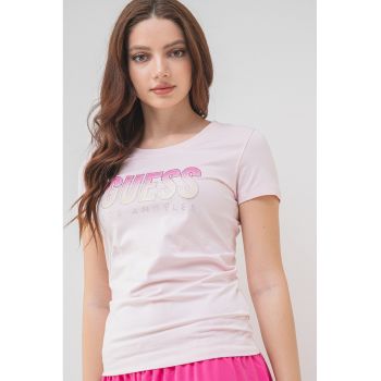 Tricou cu decolteu rotund si logo