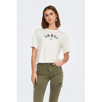 Tricou cu imprimeu si maneci cazute