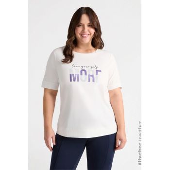 Tricou cu strasuri si text stralucitor